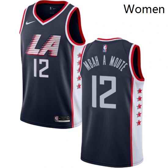 Womens Nike Los Angeles Clippers 12 Luc Mbah a Moute Swingman Navy Blue NBA Jersey City Edition